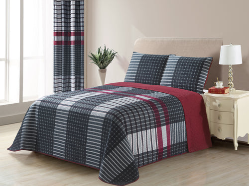 Plaid Printed Reversible Bedspread/Quilt Set