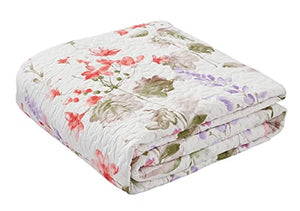 All American Collection 3 PC Floral Printed Coral and Beige Reversible Bedspread Quilt Set Coverlet Pillow Sham Size & King