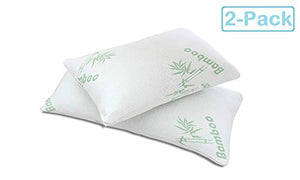 All American Collection Soft Home Bedroom Premium Hotel Quality 2pc Queen Size Bamboo Pillow Shredded Memory Foam for Sleeping