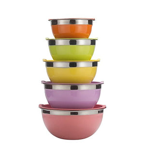 New Home Deal 21 Piece Mixing/ Salad Colored Stainless Steel Bowl Set with Matching Lids