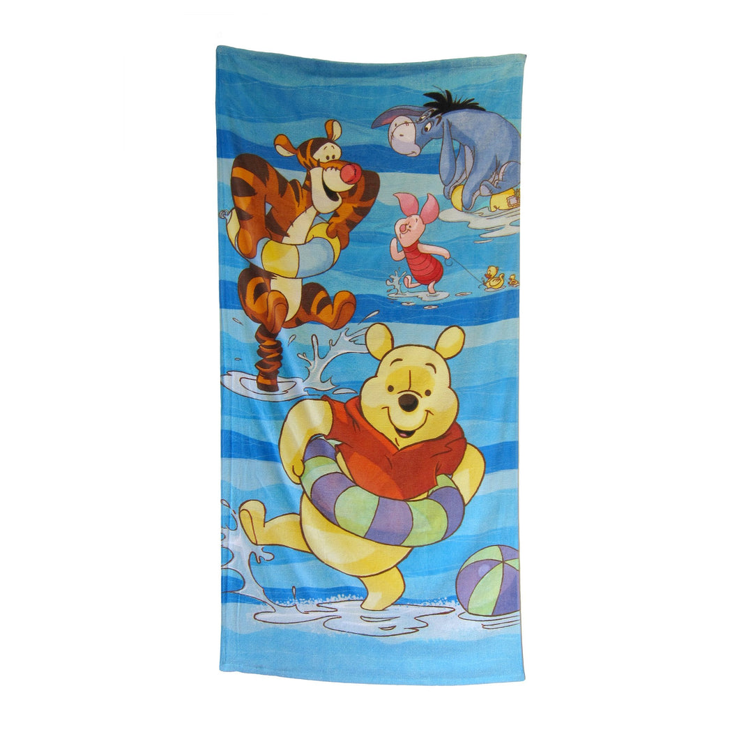 Disney Winnie the Pooh, Piglet, Eeyore, and Tiger Fiber Reactive Beach Towel - Beach Fun