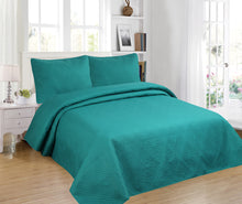 Load image into Gallery viewer, 3pc Contemporary Solid Embroidered Bedspread Set