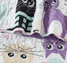 Load image into Gallery viewer, All American Collection Multi-Colored Cat Printed Bedspread Set