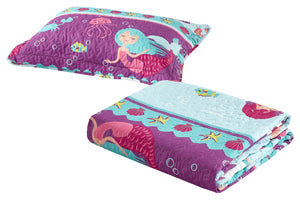 All American Collection Aqua-Purple Mermaid Bedspread Set