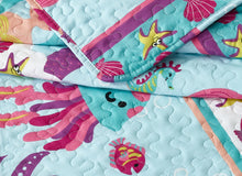 Load image into Gallery viewer, All American Collection Aqua-Purple Mermaid Bedspread Set