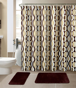 15-Piece Bathroom Sets With Matching Shower Curtain