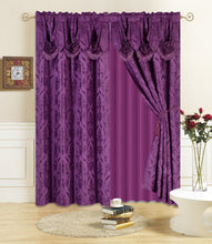Load image into Gallery viewer, All American Collection New 4 Piece Drape Set with Attached Valance and Sheer with 2 Tie Backs Included