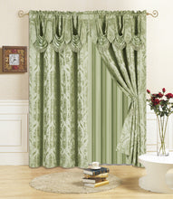 Load image into Gallery viewer, All American Collection New 4 Piece Drape Set with Attached Valance and Sheer with 2 Tie Backs Included